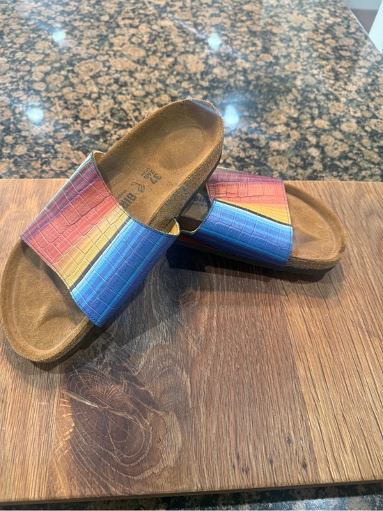 Birkenstock Shoes - New Women’s Birkenstock Rainbow Multicolor Slide Sandals